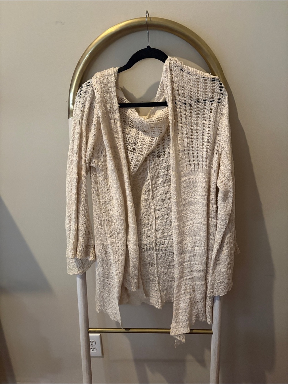 Free People Open Knit Cream Cardigan
